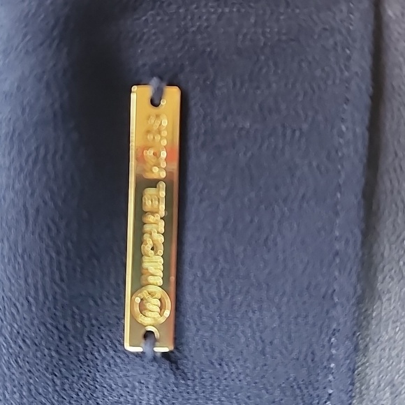 Michael Kors 2X Navy Blue Short Sleeve Top Split Back Lined Front Layered Hem - Picture 4 of 9